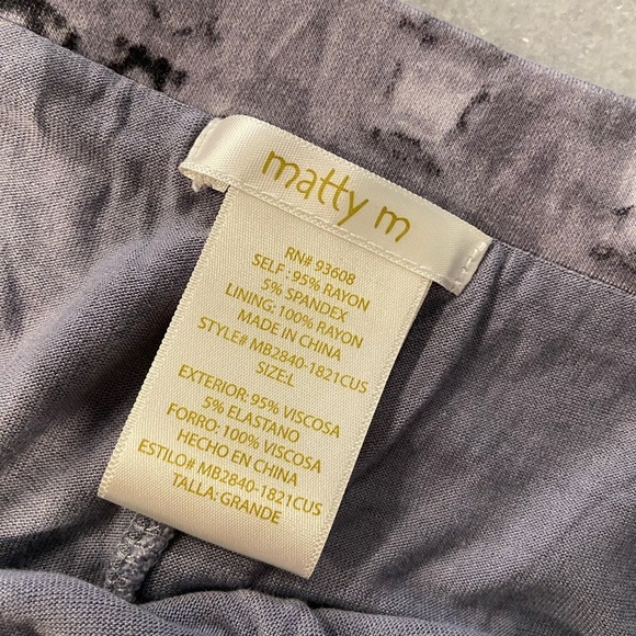 Matty M Size L Gray Tie Dye Pull On Lightweight Lined Midi Pencil Bodycon Skirt - Picture 7 of 7